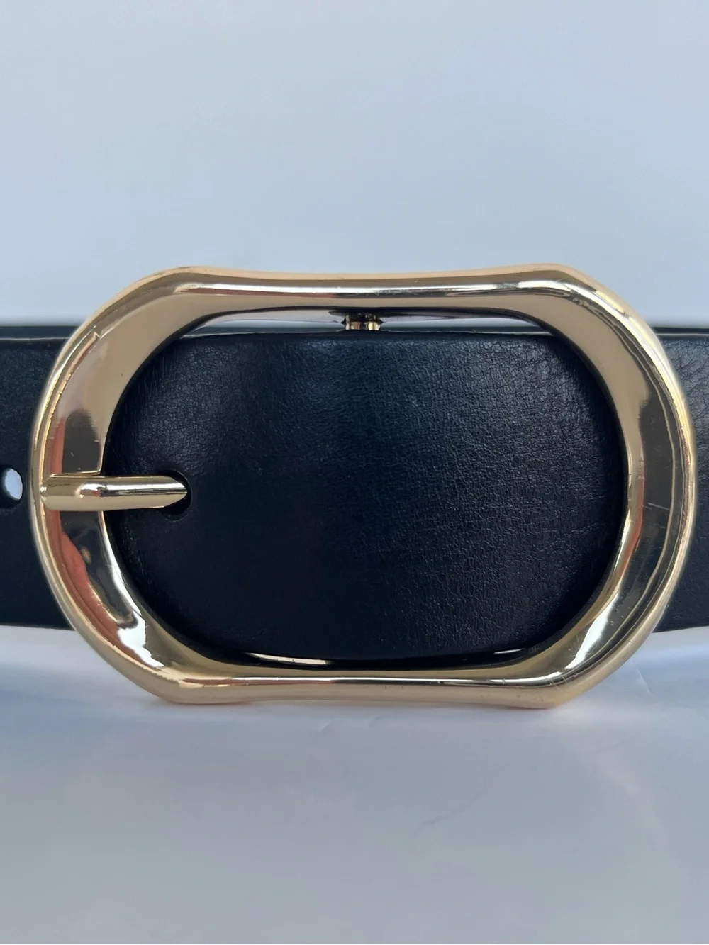 J.Crew Genuine Leather Belt- Size S- Black with gold buckle.